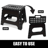 Black foldable camping stool, portable camping seat, lightweight outdoor furniture, durable stool for camping, compact camping gear