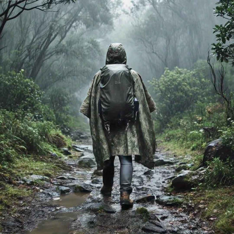 Camouflage 迷彩 Camouflage rain poncho, waterproof poncho Australia, outdoor rain gear, camping poncho, hiking poncho, bushwalking poncho, hunting poncho, emergency poncho