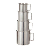 SUS304, outdoor cup set, camping cups, stainless steel cups, outdoor drinking vessels, mesh storage bag, Australian camping gear, family camping cups, stainless steel tumblers, picnic cups