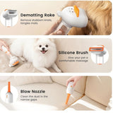 pet dematting comb, cat and dog grooming brush, pet hair remover, dog shedding tool, cat fur detangler, pet grooming kit, Australian pet supplies, dog brush for long hair, cat brush for short hair, pet hair collection comb - White - Size SET