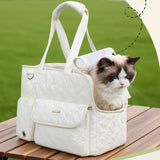 Gray White cat carrier bag, cat transportation, quilted cat carrier, cat travel, pet care, cat supplies, Australian pet carrier, cat travel bag