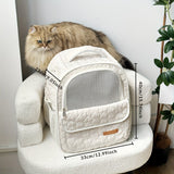 White cat backpack carrier, pet travel carrier, breathable cat backpack, stylish cat carrier, cat supplies Australia, durable cat carrier, padded cat backpack