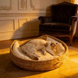 round woven cat bed, cat bed Australia, woven cat bed, cat furniture, cat resting place, cat comfort bed, pet bed Australia, small pet bed, cat sleeping bed, natural cat bed