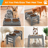 Black dog feeder, elevated dog feeder, double bowl dog feeder, stainless steel dog bowls, ergonomic pet feeder, anti-slip dog bowl stand