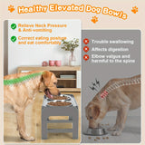 Gray Black dog feeder, elevated dog feeder, double bowl dog feeder, stainless steel dog bowls, ergonomic pet feeder, anti-slip dog bowl stand