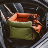 Black Green Blue Black car dog seat, dog travel, pet car accessories, dog safety in car, Australian pet products, dog car seat, portable dog bed, road trip with dog