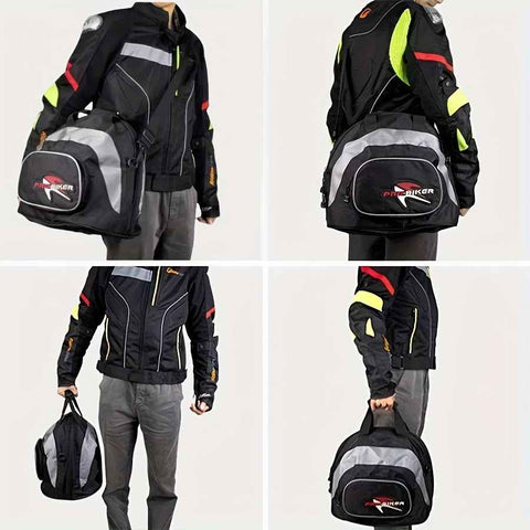 Black White motorcycle shoulder bag, Pro Biker bag, biking accessory, high-quality bag, durable bag, biker essentials, Australia biker gear, motorcycle storage bag