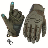 Men'S Full-Finger Gloves Tactical Gloves Touchscreen Gloves MTB Gloves Hiking - Black - Size M
