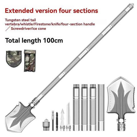 multifunctional military shovel, outdoor folding shovel, survival gear, heavy-duty spade, camping tool, hiking shovel, Australian outdoor gear, detachable shovel, emergency tool - Silver - Size 96CM In Australia - Darrahopens