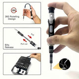 Black precision screwdriver set, drill bit set, DIY tools, professional tools, high-quality tools, electronics repair kit, compact tool set, durable screwdriver bits