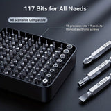 Black precision screwdriver set, drill bit set, DIY tools, professional tools, high-quality tools, electronics repair kit, compact tool set, durable screwdriver bits
