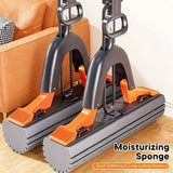 Black self-wringing sponge mop, Australian household mop, floor cleaning tool, comfortable mop, durable sponge mop, spill cleaning, timber floor mop