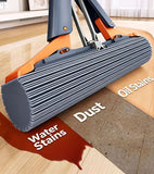 Black self-wringing sponge mop, Australian household mop, floor cleaning tool, comfortable mop, durable sponge mop, spill cleaning, timber floor mop