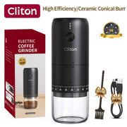 electric coffee grinder, Cliton coffee grinder, ceramic conical burr, portable coffee grinder, rechargeable coffee grinder, espresso coffee grinder, pour-over coffee grinder, Australia coffee grinder - Black - Size set In Australia - Darrahopens