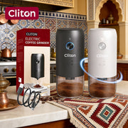 electric coffee grinder, Cliton coffee grinder, ceramic conical burr, portable coffee grinder, rechargeable coffee grinder, espresso coffee grinder, pour-over coffee grinder, Australia coffee grinder - Black - Size set