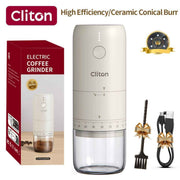 electric coffee grinder, Cliton coffee grinder, ceramic conical burr, portable coffee grinder, rechargeable coffee grinder, espresso coffee grinder, pour-over coffee grinder, Australia coffee grinder - White - Size set In Australia - Darrahopens