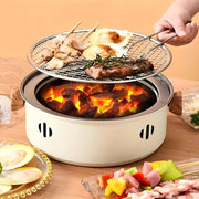 portable barbecue set, charcoal grill, tea boiling set, outdoor picnic, camping barbecue, indoor grill, Aussie camping, picnic Australia, dual function grill - White - Size set
