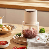 wireless meat grinder, USB charging meat grinder, 600ml food processor, multifunctional kitchen appliance, mincer, juicer, ice crusher, cordless blender, home electric food processor, Australian kitchen tool - Beige - Size 600ml In Australia - Darrahopens