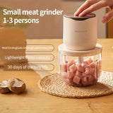 wireless meat grinder, USB charging meat grinder, 600ml food processor, multifunctional kitchen appliance, mincer, juicer, ice crusher, cordless blender, home electric food processor, Australian kitchen tool - Beige - Size 600ml