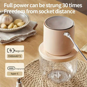 wireless meat grinder, USB charging meat grinder, 600ml food processor, multifunctional kitchen appliance, mincer, juicer, ice crusher, cordless blender, home electric food processor, Australian kitchen tool - Beige - Size 600ml