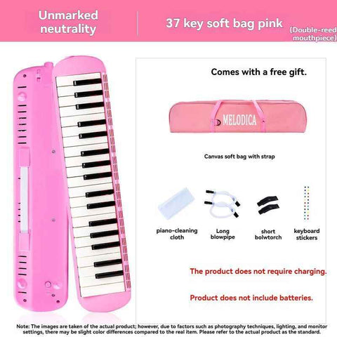37-key mouth blown pipe, classroom musical instrument, blowing nozzle, base support, drainage function, Australian music education, classroom pipe with drainage, easy play wind instrument - Pink - Size 37 In Australia - Darrahopens