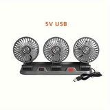 3-Head Car Circulating Fan with Multi-Directional Airflow