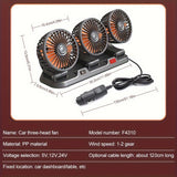 3-Head Car Circulating Fan with Multi-Directional Airflow