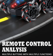 2.4G remote control car, electric stunt car, drifting car, spray function, kids toy car, double-sided stunt car, watch remote control, outdoor RC toy, rechargeable toy car - Black and orange - Size Dual-control