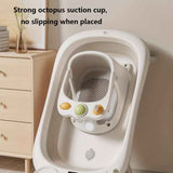 White baby bath seat, activity tray, baby bathing, non-slip bath seat, baby bath toy, Australian baby products, bath safety seat, baby bath essentials