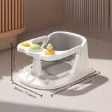 White baby bath seat, activity tray, baby bathing, non-slip bath seat, baby bath toy, Australian baby products, bath safety seat, baby bath essentials