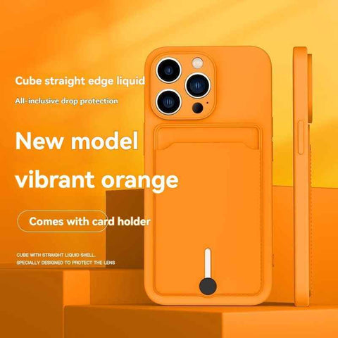 iPhone card holder case, built-in wallet phone case, midnight black phone case, drop protection case, iPhone wallet case Australia, Rubik's cube design case - Orange - Size iPhone 15 Pro In Australia - Darrahopens