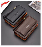 men's handheld wallet, multi-compartment wallet, card holder wallet, large capacity wallet, Australian men's accessories - Dark Brown - Size M