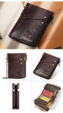 men's genuine leather wallet, RFID blocking wallet, double zipper coin purse, multiple card slots wallet, men's accessory, Australian wallet, leather coin purse, secure wallet men - Black - Size M