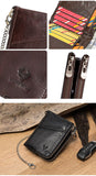 men's genuine leather wallet, RFID blocking wallet, double zipper coin purse, multiple card slots wallet, men's accessory, Australian wallet, leather coin purse, secure wallet men - Black - Size M