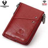 men's genuine leather wallet, RFID blocking wallet, double zipper coin purse, multiple card slots wallet, men's accessory, Australian wallet, leather coin purse, secure wallet men - Mocha - Size M