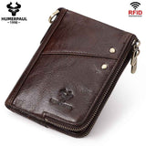 men's genuine leather wallet, RFID blocking wallet, double zipper coin purse, multiple card slots wallet, men's accessory, Australian wallet, leather coin purse, secure wallet men - Navy - Size M In Australia - Darrahopens