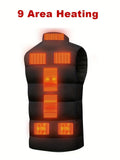 Men'S Heated Vest Electric Heating Gilet Winter Vest Smart Temperature Control - Black - Size L