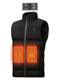 Men'S Heated Vest Electric Heating Gilet Winter Vest Smart Temperature Control - Black - Size M