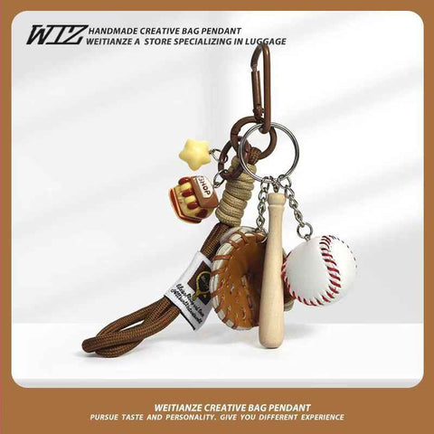 Miu-Style Baseball-Themed Couple Bag & Key Chain - baseball - Size 1 In Australia - Darrahopens