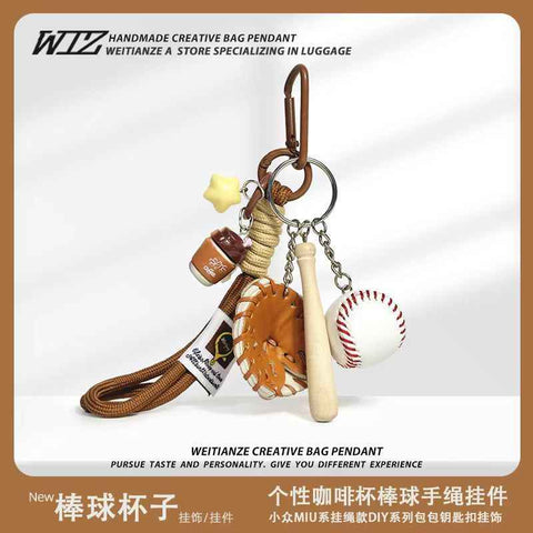 Miu-Style Baseball-Themed Couple Bag & Key Chain - baseball - Size 4 In Australia - Darrahopens