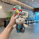 cute teddy bear keychain, plush teddy bear, teddy bear with goggles, teddy bear overalls, fashion keychain, bag charm, cute accessories - Black - Size 1 In Australia - Darrahopens