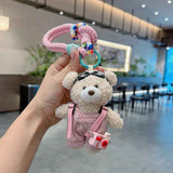 cute teddy bear keychain, plush teddy bear, teddy bear with goggles, teddy bear overalls, fashion keychain, bag charm, cute accessories - Light Brown - Size 1 In Australia - Darrahopens