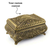 European retro jewelry box, princess-style jewelry box, metal jewelry box, flannel-lined jewelry box, decorative jewelry box, gift jewelry box, vintage jewelry storage - Gold - Size L In Australia - Darrahopens