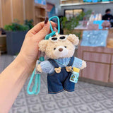 cute teddy bear keychain, teddy bear with suspenders, knitted sweater teddy bear, bag charm, quirky accessory, gift for teddy bear lovers - Pink - Size 1 In Australia - Darrahopens