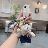 cute plush teddy bear keychain, scarf, overalls, Korean-style keychain, plush keychain, teddy bear accessory, small plushie, bag charm, gift for teen, Australian fashion accessoryv - Blue - Size 1 In Australia - Darrahopens