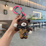 cute plush teddy bear keychain, scarf, overalls, Korean-style keychain, plush keychain, teddy bear accessory, small plushie, bag charm, gift for teen, Australian fashion accessoryv - Pink - Size 1 In Australia - Darrahopens