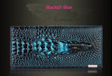 women's wallet, alligator print wallet, genuine leather wallet, long wallet, large capacity wallet, designer wallet, Australian women's fashion, leather accessories, luxury wallet, zippered wallet - Black - Size 1PCS
