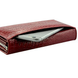 women's wallet, alligator print wallet, genuine leather wallet, long wallet, large capacity wallet, designer wallet, Australian women's fashion, leather accessories, luxury wallet, zippered wallet - Black - Size 1PCS