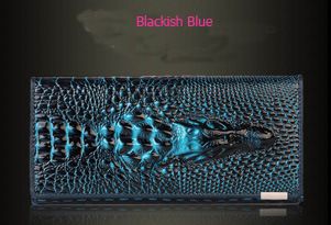women's wallet, alligator print wallet, genuine leather wallet, long wallet, large capacity wallet, designer wallet, Australian women's fashion, leather accessories, luxury wallet, zippered wallet - Navy - Size 1PCS
