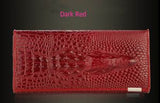 women's wallet, alligator print wallet, genuine leather wallet, long wallet, large capacity wallet, designer wallet, Australian women's fashion, leather accessories, luxury wallet, zippered wallet - Navy - Size 1PCS
